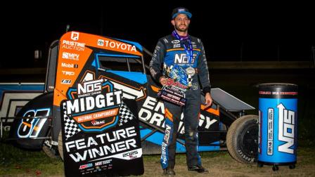 Justin Grant set a new USAC record on Sunday night with his USAC NOS Energy Drink Midget National Championship victory at Indiana's Kokomo Speedway. (Indy Racing Images Photo) (Video Highlights from FloRacing.com)