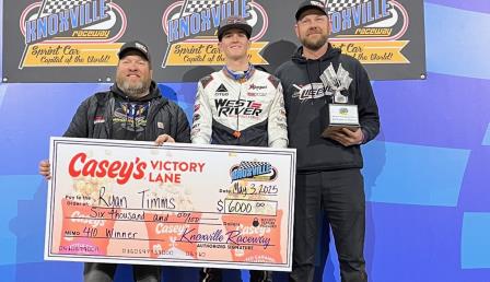 Ryan Timms won his first feature at Knoxville Saturday (Video Highlights from DirtVision.com)