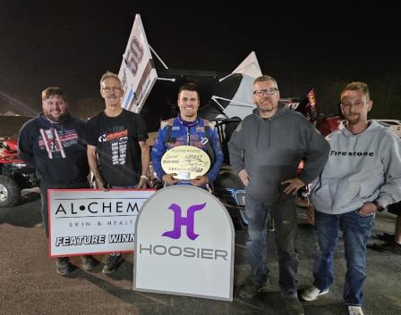 Paul Nienhiser won the Sprint Invaders stop at Davenport Speedway