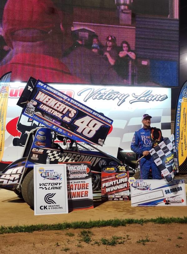 Double "D" Danny Dietrich Wins the Elijah Hawkins Memorial All Star Circuit of Champions 410 Feature Presented by Valvoline at Lincoln Speedway