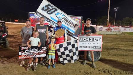 Paul Nienhiser tied Kaley Gharst for first on the all-time win list (22) with the Sprint Invaders Sunday at Quincy