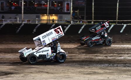 Kyle Larson took the WoO feature at Huset's Wednesday (Trent Gower Photo) (Video Highlights from DirtVision.com)