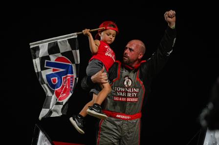 Sam Hafertepe Jr. won the ASCS Don Swope Classic at Creek County Friday (Emily Schwanke Photo) (Video Highlights from DirtVision.com)