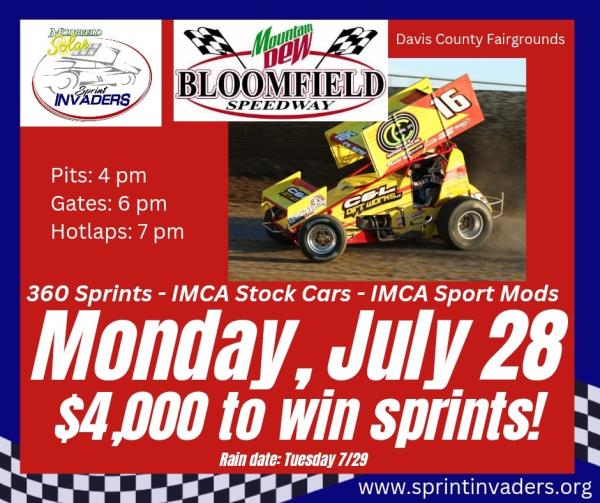 Mohrfeld Solar Sprint Invaders Clash for $4,000 Monday at Bloomfield!