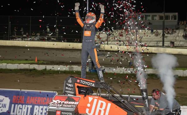 Jacob Denney Slides Toward Fifth Xtreme Outlaw Midget Victory of 2025 at Arrowhead