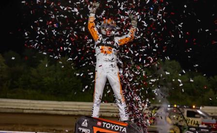 Jacob Denney won with the Xtreme Midgets at Tulsa Speedway Saturday (Danny Clum Photo) (Video Highlights from DirtVision.com)