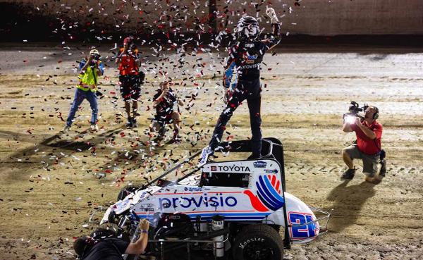 Karter Sarff Wins Chaotic Ironman 55 Opener with Last Turn Overtake to Checkered Flag
