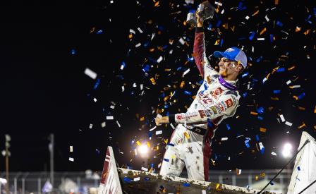 Buddy Kofoid won the Ironman 55 at Pevely Saturday night (Trent Gower Photo) (Video Highlights from DirtVision.com)