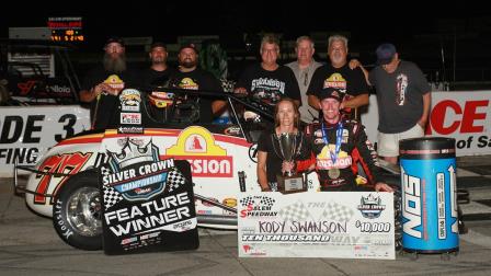 Kody Swanson ran his Salem Speedway USAC Silver Crown winning streak to six during Saturday night's Salem 100. (Chris Pedersen Photo) (Video Highlights from FloRacing.com)