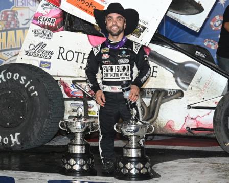 Rico Abreu won the feature and the High Limit championship Saturday at TMS (Chad Warner Photo) (Video Highlights from FloRacing.com)