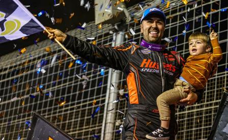 David Gravel won the Friday feature at the World Finals (Tyler Carr Photo) (Video Highlights from DirtVision.com)