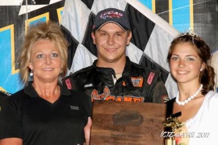 Kevin Swindell won the second of the Twin Features Saturday at Knoxville (Dave Hill Photo)