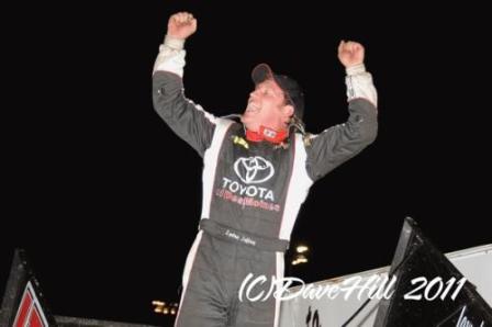 Lynton Jeffrey won his third career feature Saturday at Knoxville (Dave Hill Photo)