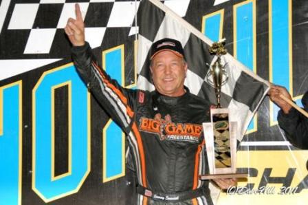 Sammy Swindell drove to the WoO win at Knoxville Saturday (Dave Hill Photo)