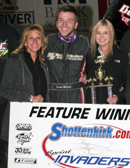Carson in Victory Lane Saturday at 34 Raceway (Barry Johnson Photo)