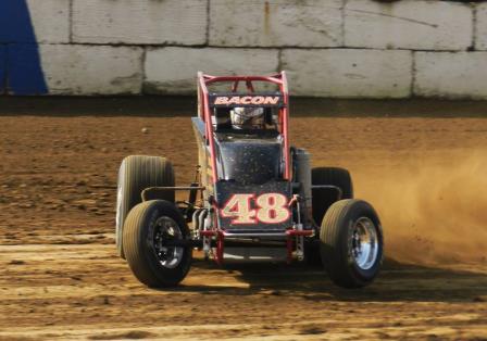 Brady in Silver Crown action at Terre Haute (Drew Mortland Photo)