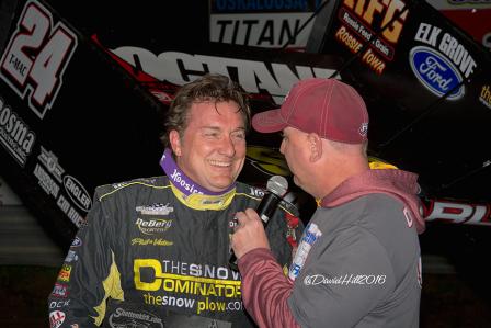 Terry McCarl in Victory Lane in Oskaloosa (Dave Hill Photo)
