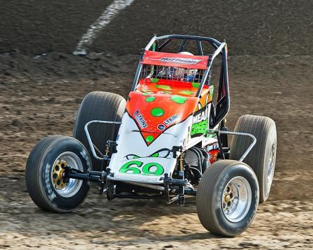 Brady rockets around Eldora in the Hoffman #69 (Mike Campbell Photo) 