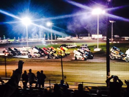 All Stars 4-wide salute at Lincoln Speedway