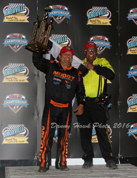 Danny Lasoski won the first NSL feature of 2016 at Knoxville Saturday (Danny Howk Photo)