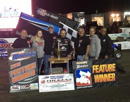 The TKS Motorsports team celebrates their win at the Jackson Motorplex Folkens Brothers Trucking Spring Nationals