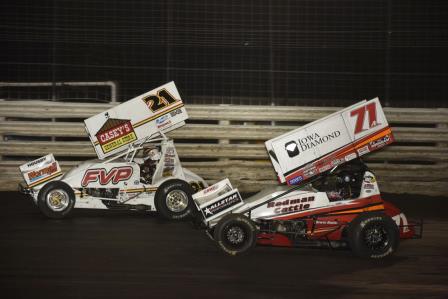 Brian races with RJ Johnson at Knoxville (Mark Funderburk Racing Photo) 