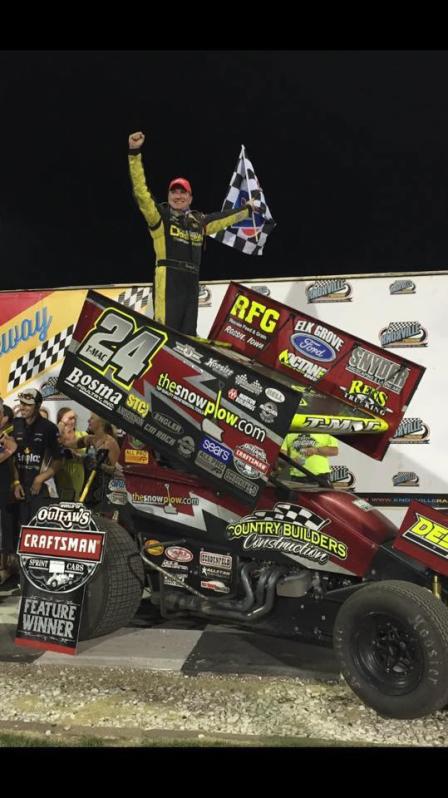 Terry McCarl celebrates his win with the WoO at Knoxville