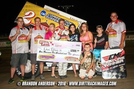 Don Droud Jr. won with the Nebraska 360 Sprints at Junction Motor Speedway (Brandon Anderson/Nebraska 360 Sprints Photo)