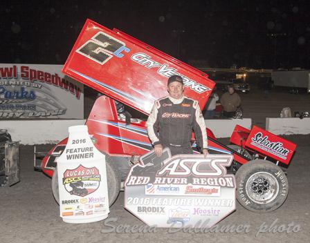 Photo: Wayne in Victory Lane at Devil’s Bowl (Serena Dalhamer Photo)