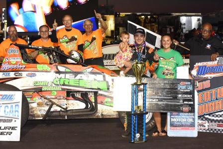 Brady and the Hoffman Racing/Dynamics, Inc. #69 in Victory Lane at Jackson Motorplex (Jeff Bylsma Photo) 