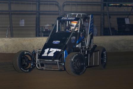 Shane races to a win in the “Shamrock Classic” in DuQuoin (Neil Cavanah/USAC Photo)