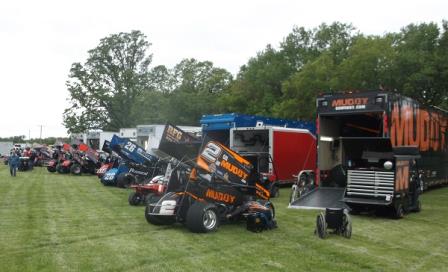 Somehow, they got 53 sprint cars pitted at Angell Park Speedway Sunday, but Mother Nature prevailed again
