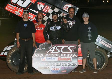Sam in Victory Lane at Lawton (Mike Howard/ASCS Photo) 
