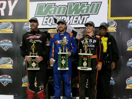 First-time Winners at Knoxville Saturday included Brad Comegys (305), Matt Juhl (410) and Sawyer Phillips (360) (Knoxville Raceway Photo)