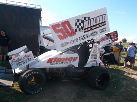 Bill Balog won in the debut of Scott Bonar's #50 at Tipton Thursday