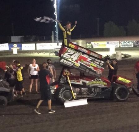 Terry McCarl celebrates his win with the NSL in Britt