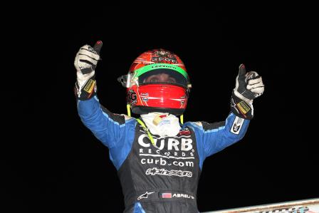 Rico Abreu celebrates his win at Knoxville Friday (Dave Biro - DB3 Images)