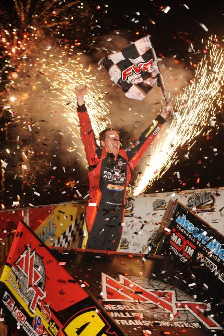 Jason Johnson celebrates his win at Knoxville (Paul Arch Photo)