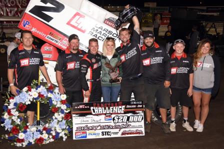 Shane Stewart won the $20,000 Front Row Challenge in Oskaloosa, Iowa Monday (Paul Arch Photo)