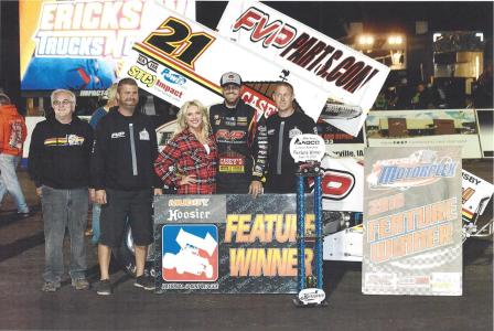 Glen Wignall, Chad Morgan, Heather Brown, Brian and Michael Williams in Victory Lane at Jackson (Jeff Bylsma Photo)