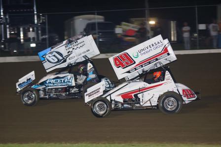 Josh races with Dillan Roth at 34 Raceway (Dana Royer/34 Raceway Photo)