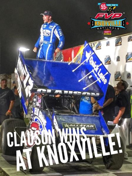 Bryan Clauson celebrates his first win at Knoxville on Friday of the Nationals