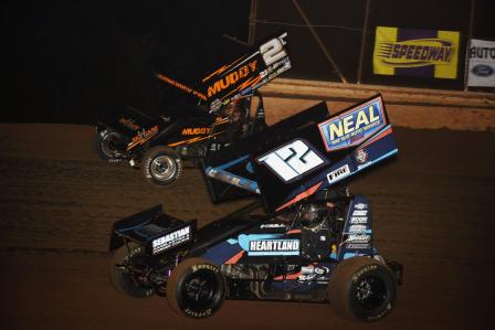 Jerrod races with Danny Lasoski in Farmington (Mark Funderburk Racing Photo)