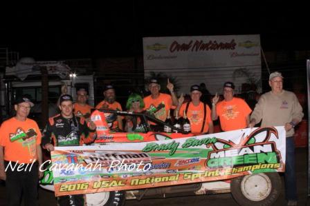 Brady and the Hoffman Racing/Dynamics, Inc. #69 team celebrate their USAC National Sprint Car Championship (Neil Cavanah Photo)