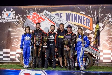 Jamie Veal celebrates his WSS Round 2 win at Valvoline Raceway Saturday (VRPR)