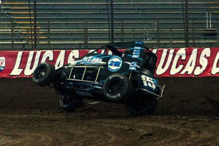 Sam was a little tight to start practice at the Chili Bowl (Hein Brothers Action Photo)