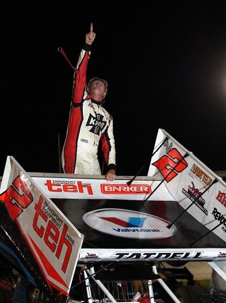 Brooke Tatnell celebrates his win on night one of the Classic (Phil Michell Photo)