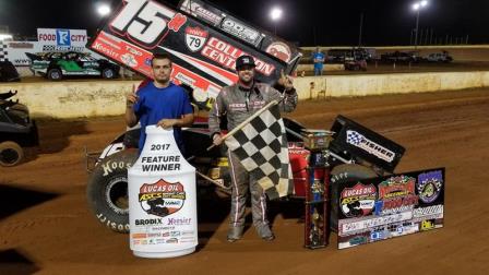 Sam in Victory Lane at Smoky Mountain Speedway (ASCS Photo) 