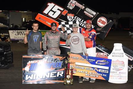 Sam in Victory Lane after cashing in $10,000 at Jackson (Jeff Bylsma Photo) 