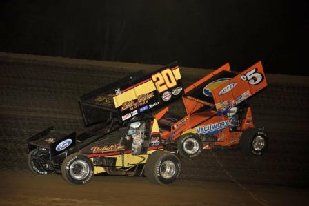 Brad tries to track down Hunter Schuerenberg at Spoon River (Mark Funderburk Racing Photo)